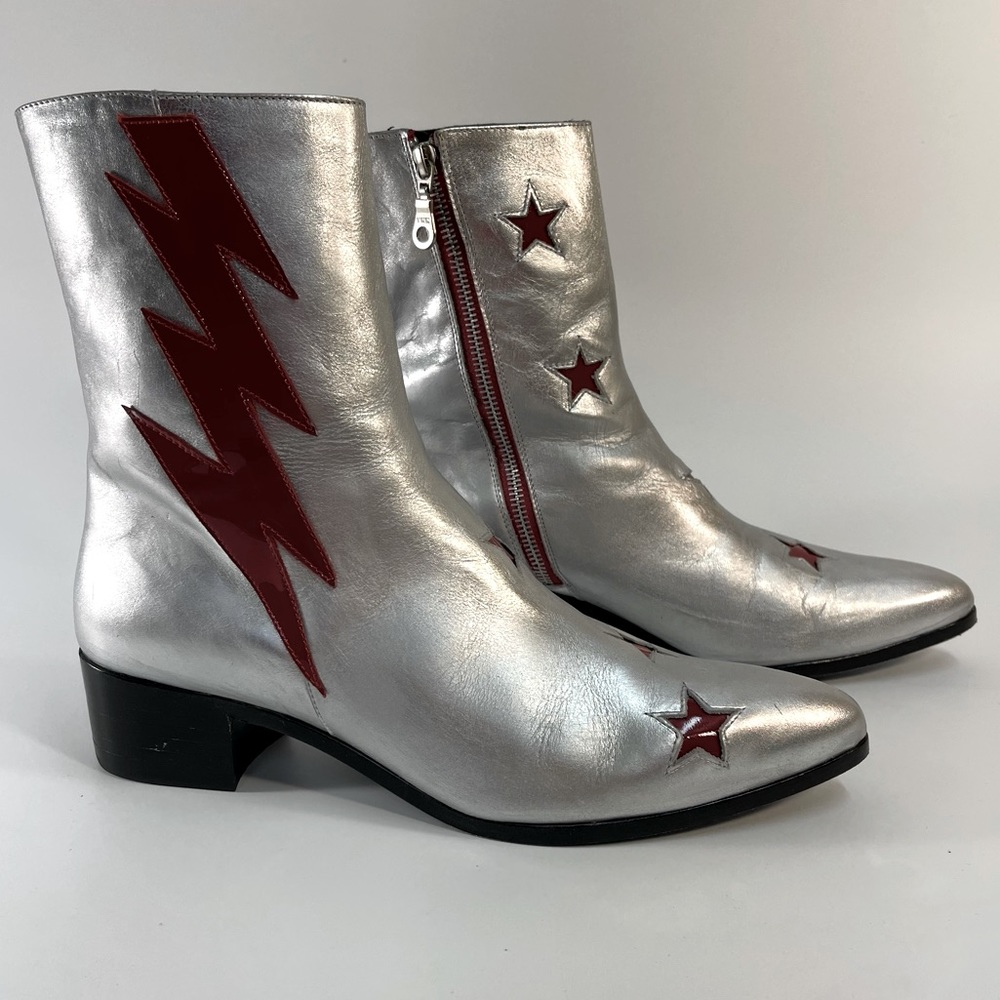 Modern Vice NYC silver lightening bolt David Bowie style boot